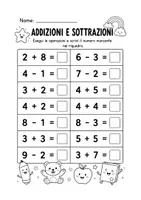 anteprima - Esercizi - Addizioni e Sottrazioni entro il 20 – Prima e seconda Elementare - Pagina 1