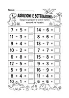 anteprima - Esercizi - Addizioni e Sottrazioni entro il 20 – Prima e seconda Elementare - Pagina 2