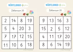 Vorschau - Spiele - Würfelbingo Mathe ZR 20 Addition - Seite 1