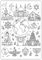 Vorschau - Mal- und Bastelvorlagen - Weltreligionen Ausmalbild Klasse 5–6 | Religion, Ethik & IRU Unterrichtsmaterial - Seite 2