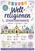 Vorschau - Arbeitsblätter - Weltreligionen – Komplettpaket für Religion & Ethik Klasse 5–6 | Arbeitsblätter, Suchsel, Ausmalbilder & Lösungen - Deckblatt