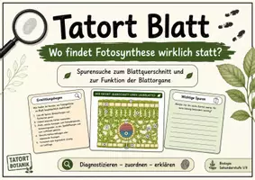 Vorschau - Arbeitsblätter - Tatort Blatt: Wo findet Fotosynthese wirklich statt? - Spurensuche zum Blattquerschnitt mit Karten, Ermittlerbogen, Lösung und S/W-Version - Seite 2