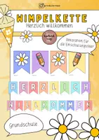 Vorschau - Anderer Materialtyp - Wimpelkette Herzlich willkommen - Dekoration (auch Einschulung) - Deckblatt