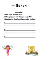 Vorschau - Stundenentwürfe - Sinnesübungen mit Wasser – Die 5 Sinne entdecken | Arbeitsblätter & Wahrnehmungsübungen Grundschule - Seite 1