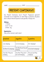 Vorschau - Arbeitsblätter - Present Continuous (Present Progressive) Worksheet - Deckblatt