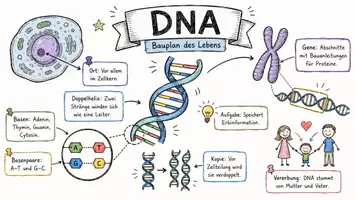 Vorschau - Arbeitsblätter - AB mit Fragen zum Thema "DNA" + Lösungsblatt + Infografik - Seite 1