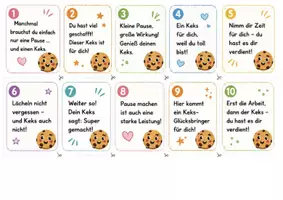 Vorschau - selbst erstellte Cliparts/Grafiken - 30 motivierende Keks-Kärtchen – kleine Geschenke für die Klasse - Deckblatt