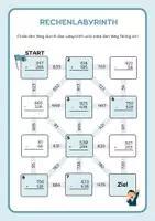 Vorschau - Arbeitsblätter - Rechenlabyrinth: Plus und Minus- Zahlenraum bis 1000 - Seite 2