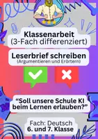 Vorschau - Fördermaterial/Inklusion - Starkes Materialpaket (Deutsch): Klassenarbeiten (wachsend, 5. - 6. Klasse) mit EHZ: Briefe, Erzählungen, Herbstgedichte, Grammatik, Satzglieder, Zeichensetzung, Sachliches Berichten, Fabeln, Sagen, Märchen, Lügengeschichten, Verben, Nomen, Adjektive - Seite 1