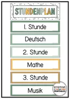 Vorschau - Poster - Tagestransparenz | Boho Grün Klassenzimmer Deko | Stundenplan - Seite 1