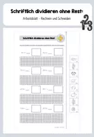 Vorschau - Arbeitsblätter - Schriftlich dividieren ohne Rest: Rechnen und Schneiden - Deckblatt