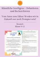 Vorschau - Arbeitsblätter - KI - Recherchieren und Debattieren: Vom Autor zum Editor: Werden wir in Zukunft nur noch Prompter sein? - Deckblatt