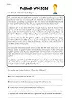 Vorschau - Arbeitsblätter - Fußball-WM 2026 (Text, Quiz, Spiel, Ausmalbild) - Deckblatt