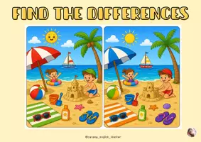 Vista previa - Tarjetas / Manipulativos - SUMMER FIND THE DIFFERENCES - página 2