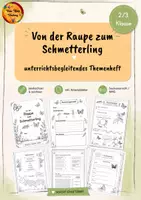 Vorschau - Arbeitsblätter - Themenheft mit Arbeitsblätter und Beobachtungstagebuch zu "von der Raupe zum Schmetterling" - Deckblatt