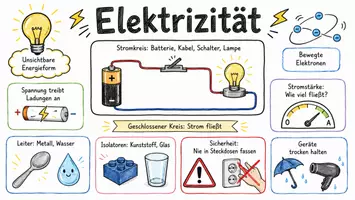 Vorschau - Arbeitsblätter - AB mit Fragen zum Thema "Elektrizität" + Lösungsblatt + Mindmap + Infografik - Seite 1