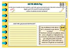 Vista previa - Hojas de trabajo - Cuadernillo Escribe tus emociones - página 3