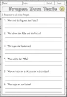 Vorschau - Arbeitsblätter - Fabel - Der Affe und die Katze, Lesen und Verstehen Arbeitsblätter mit Lesetext, Fragen - Seite 3