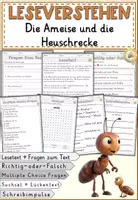 Vorschau - Arbeitsblätter - Fabel - Die Ameise und die Heuschrecke, Leseverständnis - Arbeitsblätter Grundschule Kl. 4–6 - Deckblatt
