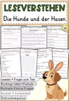 Vorschau - Arbeitsblätter - Fabel - Die Hunde und der Hasen, Leseverständnis für Klasse 4 & 6 Arbeitsblätter mit Lesetext, Fragen - Deckblatt