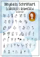Vorschau - selbst erstellte Cliparts/Grafiken - Dingbats-Schriftart: Lehrerlies Blümchen // Sketchnotes - Deckblatt