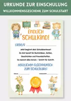 Vorschau - Fördermaterial/Inklusion - Einschulungsurkunde für Jungen & Mädchen – Geschenk zum Schulanfang & ersten Schultag - Willkommensgeschenk zum Schulstart & Schulanfang - Kita-Abschied & Einschulung - Deckblatt