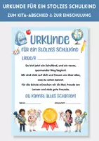 Vorschau - Fördermaterial/Inklusion - Urkunde Kita-Abschied & Einschulung für ein stolzes Schulkind | Abschiedsgeschenk Kindergarten - Endlich Schulkind - Erinnerung Kindergarten - Deckblatt
