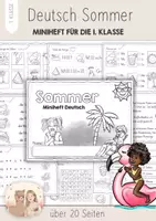 Vorschau - Arbeitsblätter - Sommer Klasse 1 - Miniheft Deutsch 1. Klasse | Sommer Grundschule Klasse 1 | Arbeitsblätter Sommer | Leseförderung | DaZ Sommer | Lesen und Schreiben zum Sommer | Sommer 1. Klasse - Deckblatt