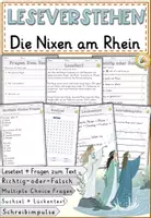 Vorschau - Arbeitsblätter - Sagen - Die Nixen am Rhein, Lesen und verstehen Grundschule Klasse 4/6 - Arbeitsblätter - Deckblatt