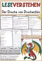 Vorschau - Arbeitsblätter - Sagen - Der Drache von Drachenfels, Lesen und Verstehen Arbeitsblätter mit Lesetext, Fragen - Deckblatt