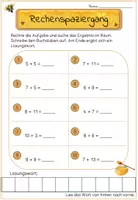 Vorschau - Arbeitsblätter - Rechenspaziergang Klasse 1 – Addition im Zahlenraum bis 20 | Bienen | Grundschule - Seite 1