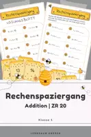 Vorschau - Arbeitsblätter - Rechenspaziergang Klasse 1 – Addition im Zahlenraum bis 20 | Bienen | Grundschule - Deckblatt