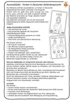 Vorschau - Arbeitsblätter - Farben in Deutscher Gebärdensprache – Ausmalbilder | DGS | Sprachförderung | UK | DAZ - Seite 1
