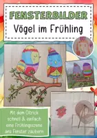 Vorschau - Mal- und Bastelvorlagen - Fensterbilder Malvorlagen Vögel Frühling - Deckblatt