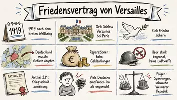 Vorschau - Arbeitsblätter - Arbeitsblätter zum Thema "Friedensvertrag von Versailles" + Lösung & MP3 + Mindmap + Infografik - Seite 1