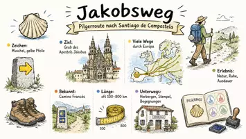 Vorschau - Arbeitsblätter - Arbeitsblätter zum Thema "Jakobsweg" + Lösung & MP3 + Mindmap + Infografik - Seite 1
