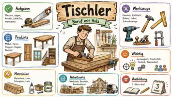 Vorschau - Arbeitsblätter - Arbeitsblätter zum Thema "Tischler" + Lösung & MP3 + Mindmap + Infografik - Seite 1