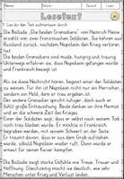 Vorschau - Arbeitsblätter - Ballade:Die beiden Grenadiere — Heinrich Heine, Leseverständnis Klasse 4/6 - Sachtext Klassenarbeit-Test - Seite 2