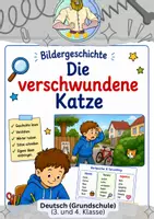 Vorschau - Fördermaterial/Inklusion - Bildergeschichte schreiben – Die verschwundene Katze | Deutsch Klasse 3/4 - Deckblatt