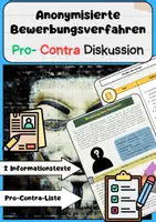 Vorschau - Arbeitsblätter - Anonymisierte Bewerbungsverfahren Pro Contra Arbeitsblatt - Deckblatt