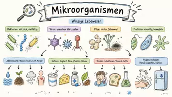 Vorschau - Arbeitsblätter - Arbeitsblatt "Mikroorganismen" + interaktive Lösung & MP3 + Mindmap + Infografik - Seite 1