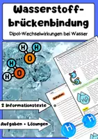 Vorschau - Arbeitsblätter - Wasserstoffbrückenbindung: Wasser & Dipol - Deckblatt
