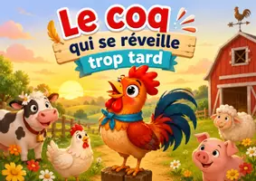 Aperçu - Préparation de séance / Séance complète - Kamishibai – Le coq qui se réveille trop tard | Animaux de la ferme - Page de couverture