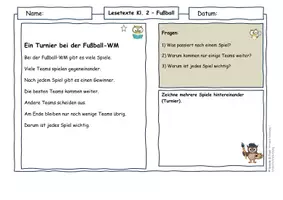 Vorschau - Arbeitsblätter - Fußball Klasse 2 | Lesetexte zur Fußball-WM | Regeln & Turnier | mit Lösungen - Seite 3