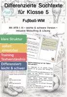 Vorschau - Arbeitsblätter - Fußball Klasse 5 | Lesetexte zur WM | Strategie & Gesellschaft | mit Lösungen - Deckblatt