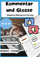 Vorschau - Arbeitsblätter - Kommentar und Glosse: Meinung & Wertung Journalismus - Deckblatt
