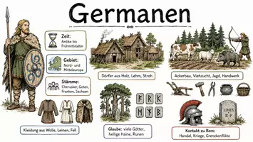 Vorschau - Arbeitsblätter - Arbeitsblatt zum Thema "Germanen" + Onlineübung & MP3 + Mindmap + Infografik - Seite 1