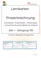 Vorschau - Fördermaterial/Inklusion - Lernkarten Prozentrechnung – Grundwert, Prozentwert & Prozentsatz | Klasse 7/8 - Deckblatt