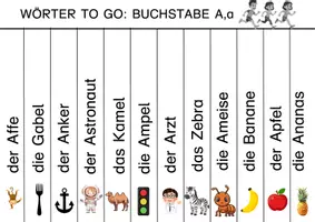 Vorschau - Arbeitsblätter - Wörter to Go von A bis Z
Schreibspaß in Bewegung / Laufdiktat - Seite 1