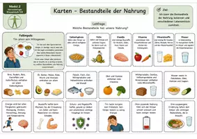 Vorschau - Unterrichtsreihen - Karten: Bestandteile der Nahrung – Nährstoffe zuordnen und verstehen - Sortierkarten mit Fallimpuls, Lösung und S/W-Version - Seite 2